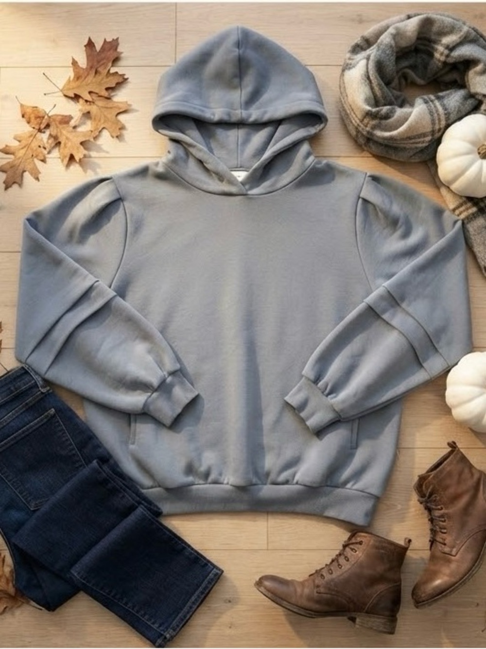Women's Cozy Hooded Sweatshirt in Gray - Large